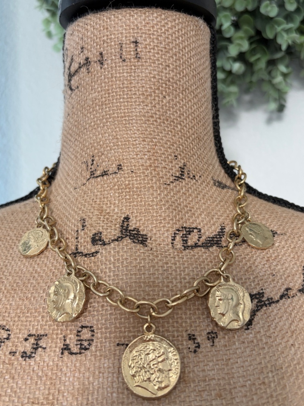 Vintage Gold Coin Charm Necklace - Women Jewelry